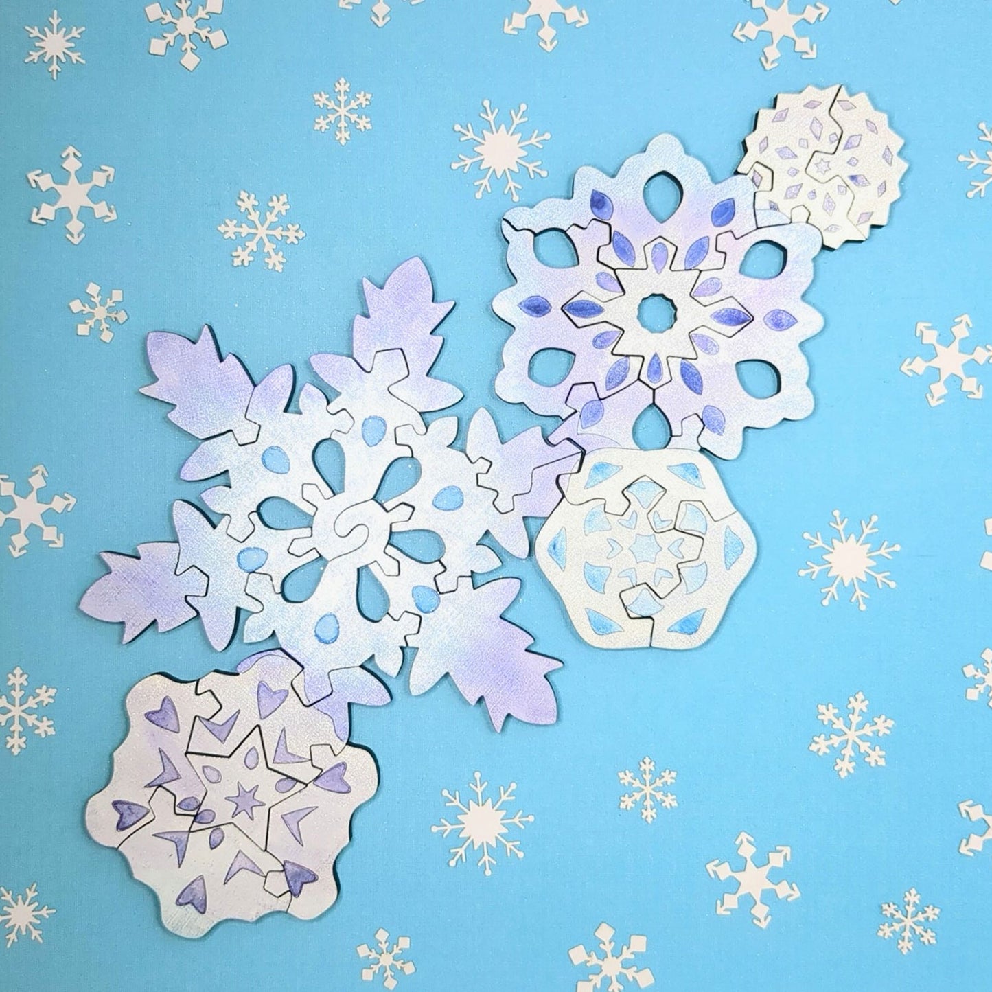 Snowflake Jigsaw Puzzle Winter Activity - Glowforge