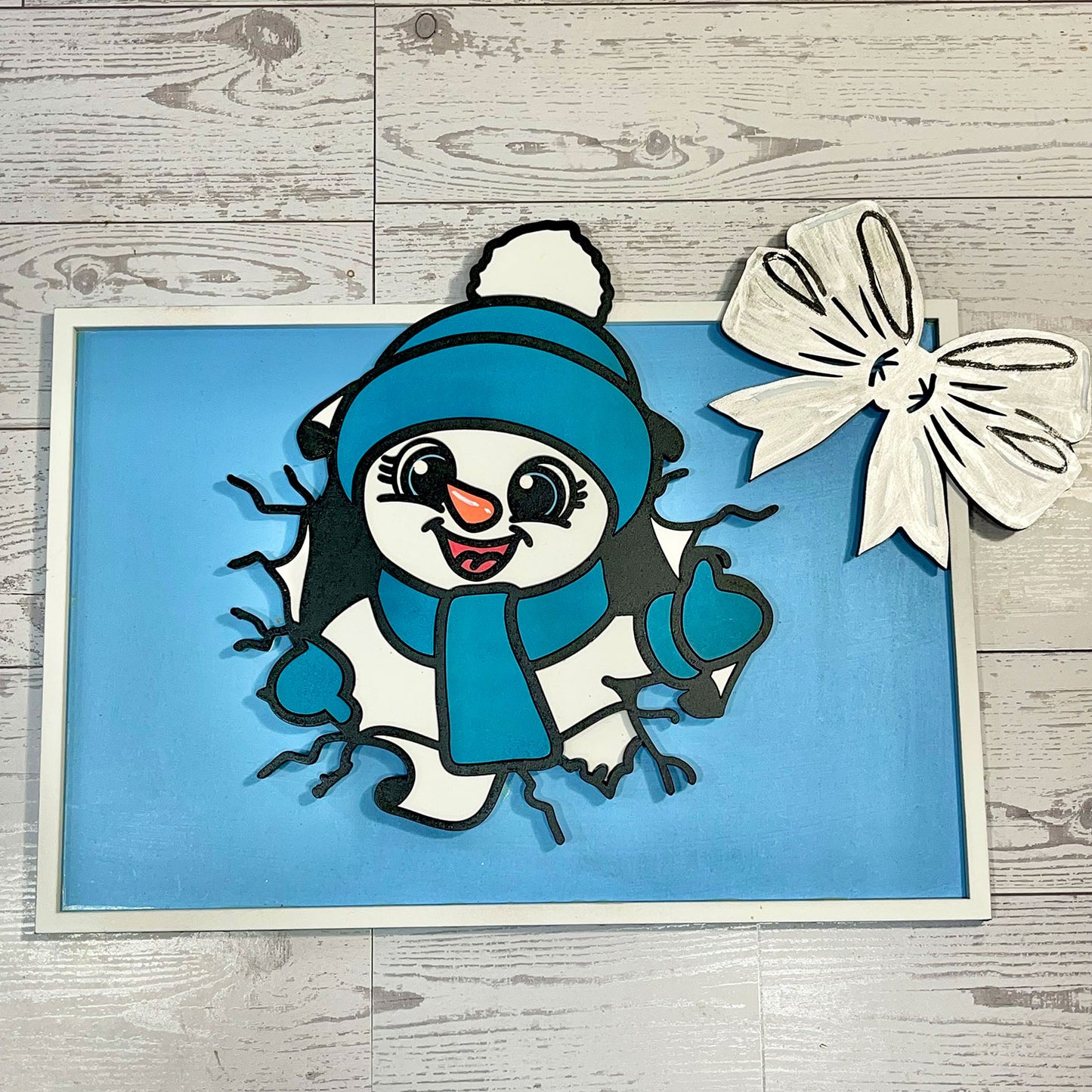Snowman Present Christmas Decor - Glowforge