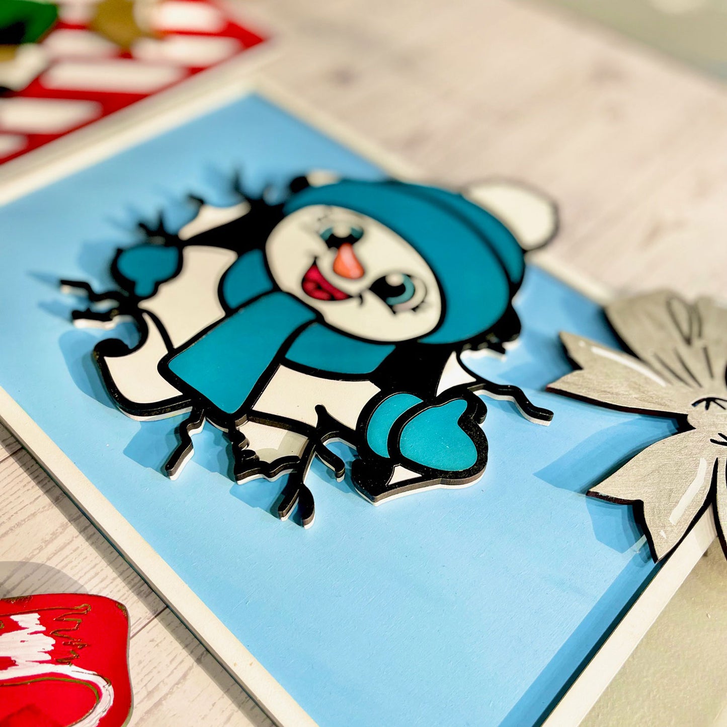 Snowman Present Christmas Decor - Glowforge