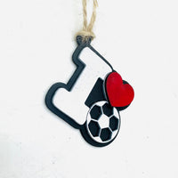 Soccer I Love Sports Car Charm - Team Spirit Hanging Ornament - Glowforge