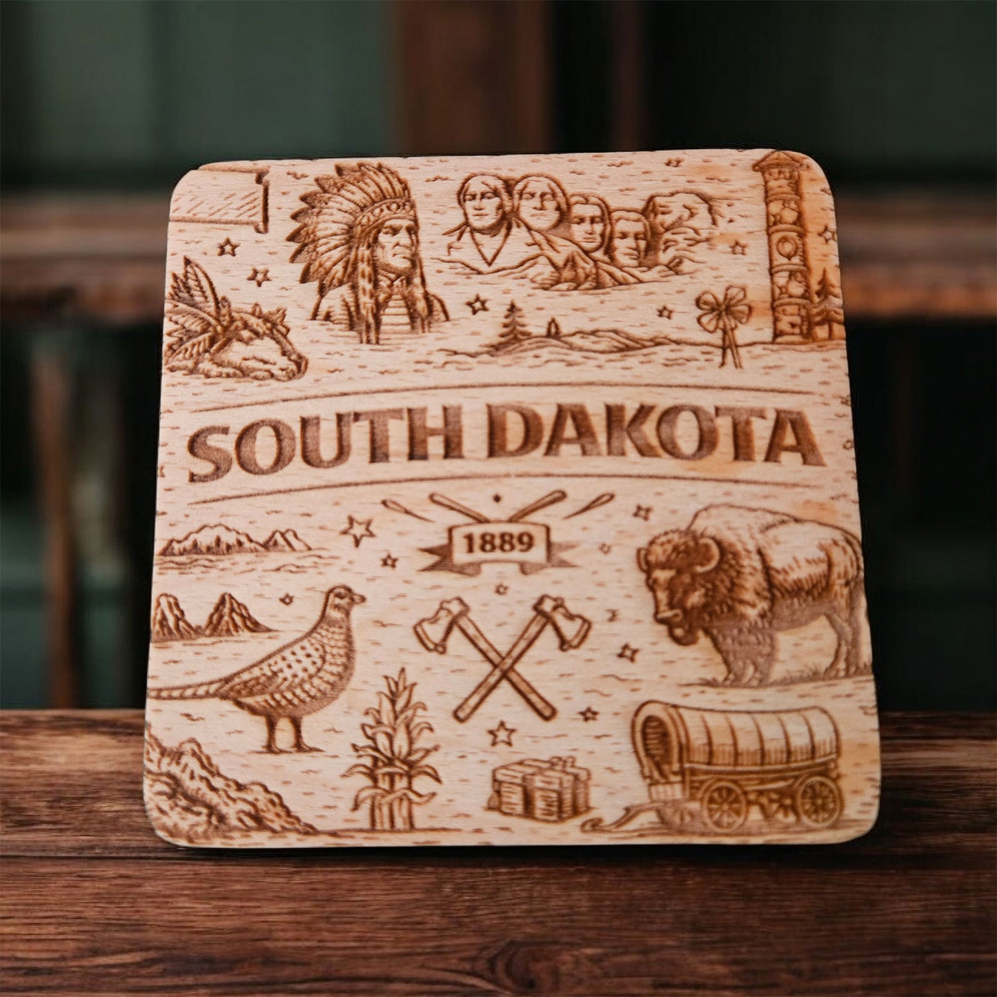 South Dakota Coaster Design - Glowforge