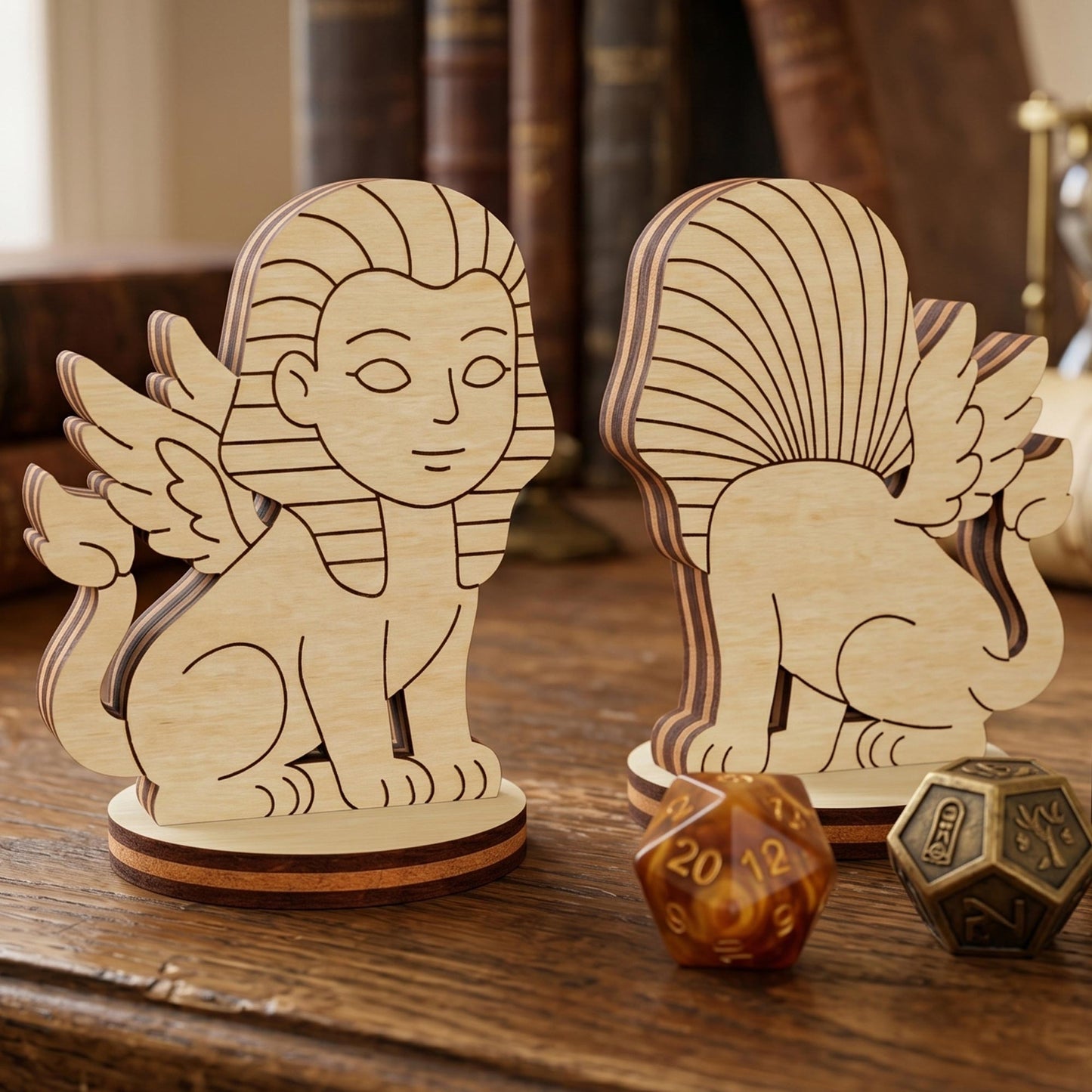 Sphinx Tabletop Figurine - Mythical Egyptian Guardian, Lion with Human Head Statue - Glowforge