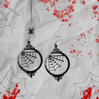 Spider Web Picture Frame Halloween Earrings - Glowforge