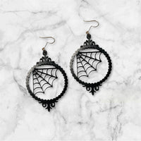 Spider Web Picture Frame Halloween Earrings - Glowforge
