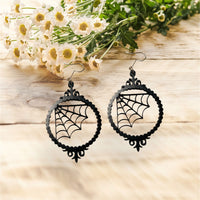 Spider Web Picture Frame Halloween Earrings - Glowforge