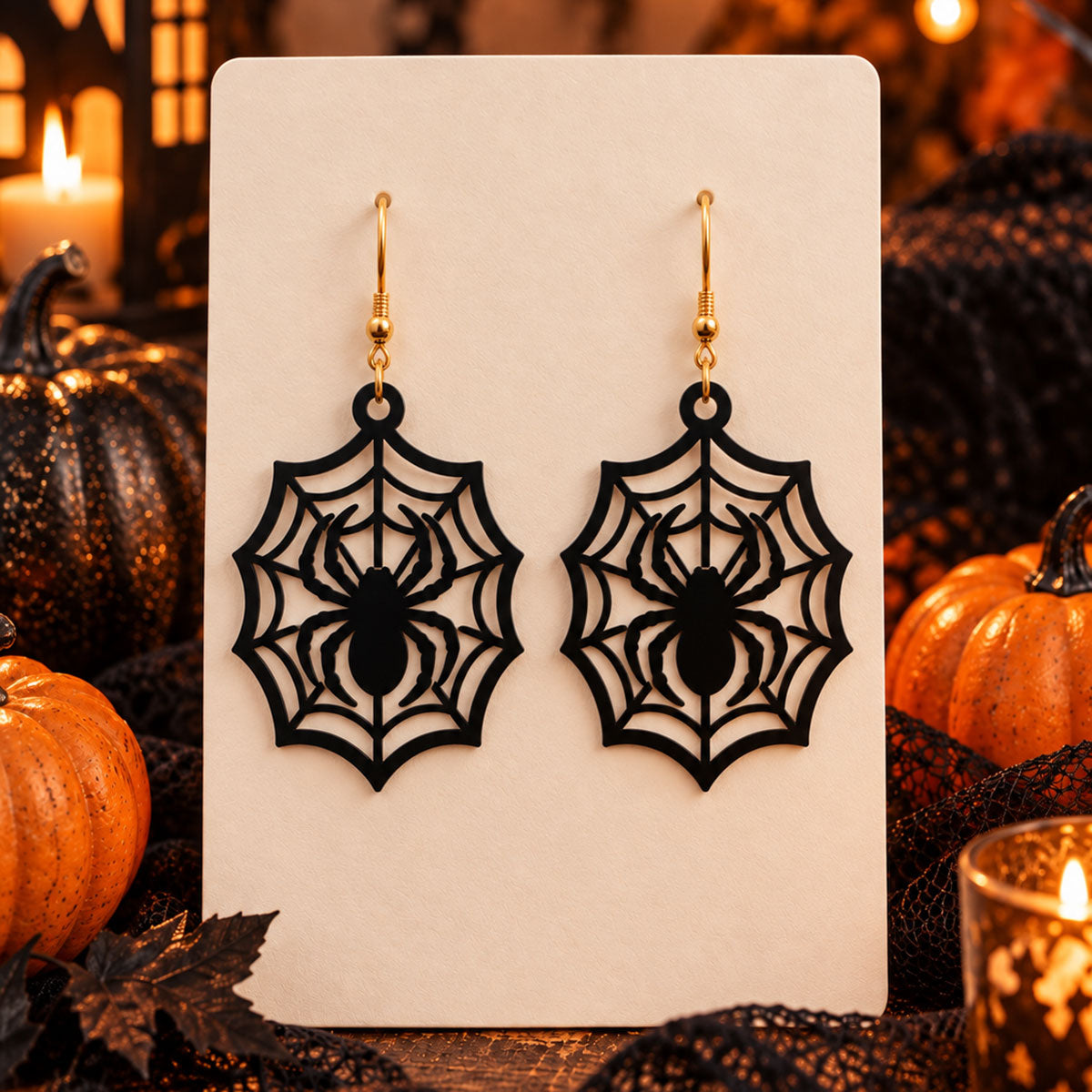 Spiderweb Halloween Earrings - Glowforge