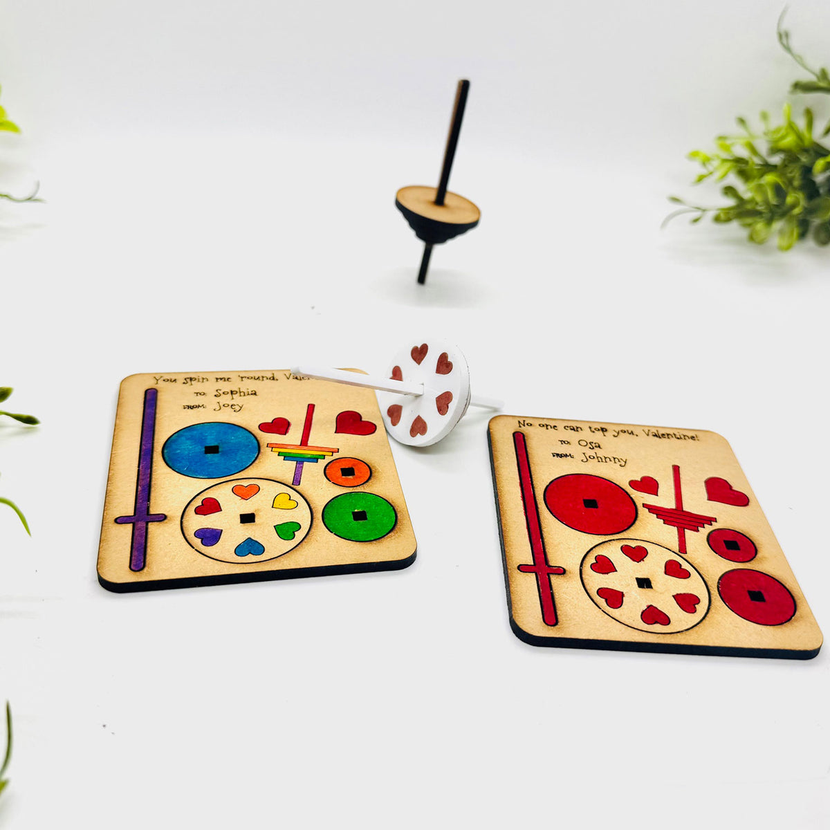 Spinning Top Editable Cards - Interactive Valentines (Set of 3) - Glowforge