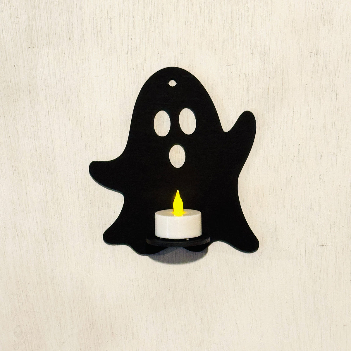 Spooked Ghost LED Tea Light Candle Holder - Halloween Wall Decor - Glowforge