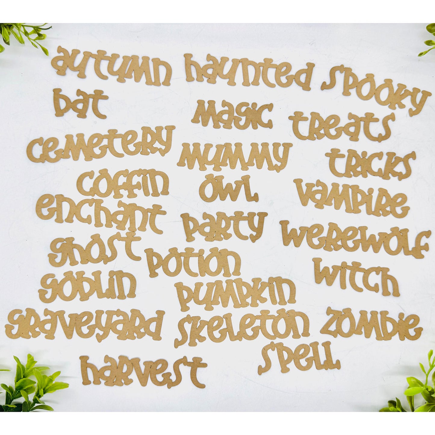 Spooky Word Cutouts – Font 1 (Set of 25) - Glowforge