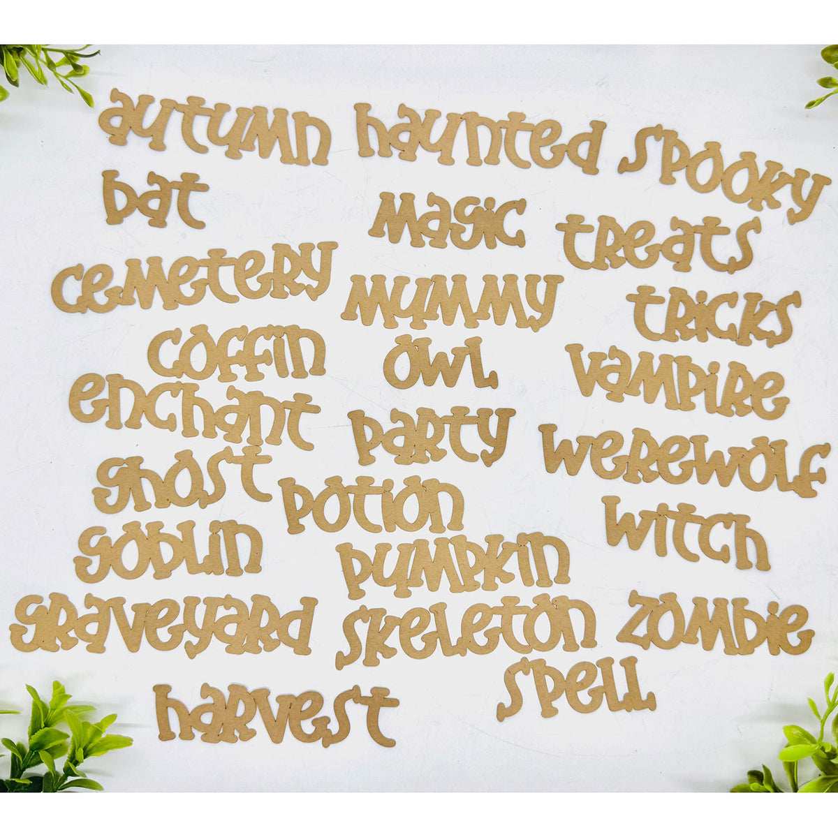 Spooky Word Cutouts – Font 1 (Set of 25) - Glowforge