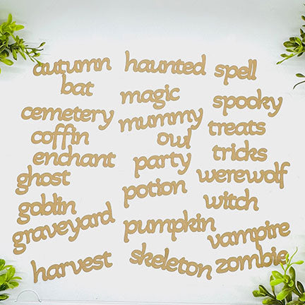 Spooky Word Cutouts – Font #3 (Set of 25)