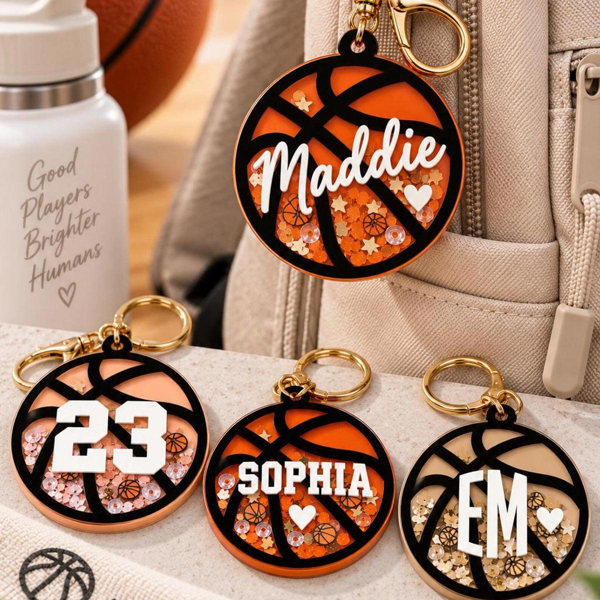 Sporty Basketball Shaker Keychain - Glowforge