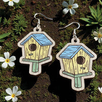 Spring Birdhouse Earrings - Glowforge