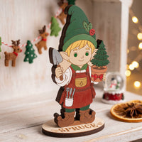 Spruce Christmas Tree Gardener - North Pole Elf Figure for Crafts & Play - Glowforge