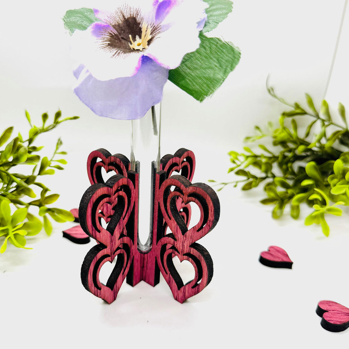 Stacked Hearts Flower Bud Vase - Glowforge