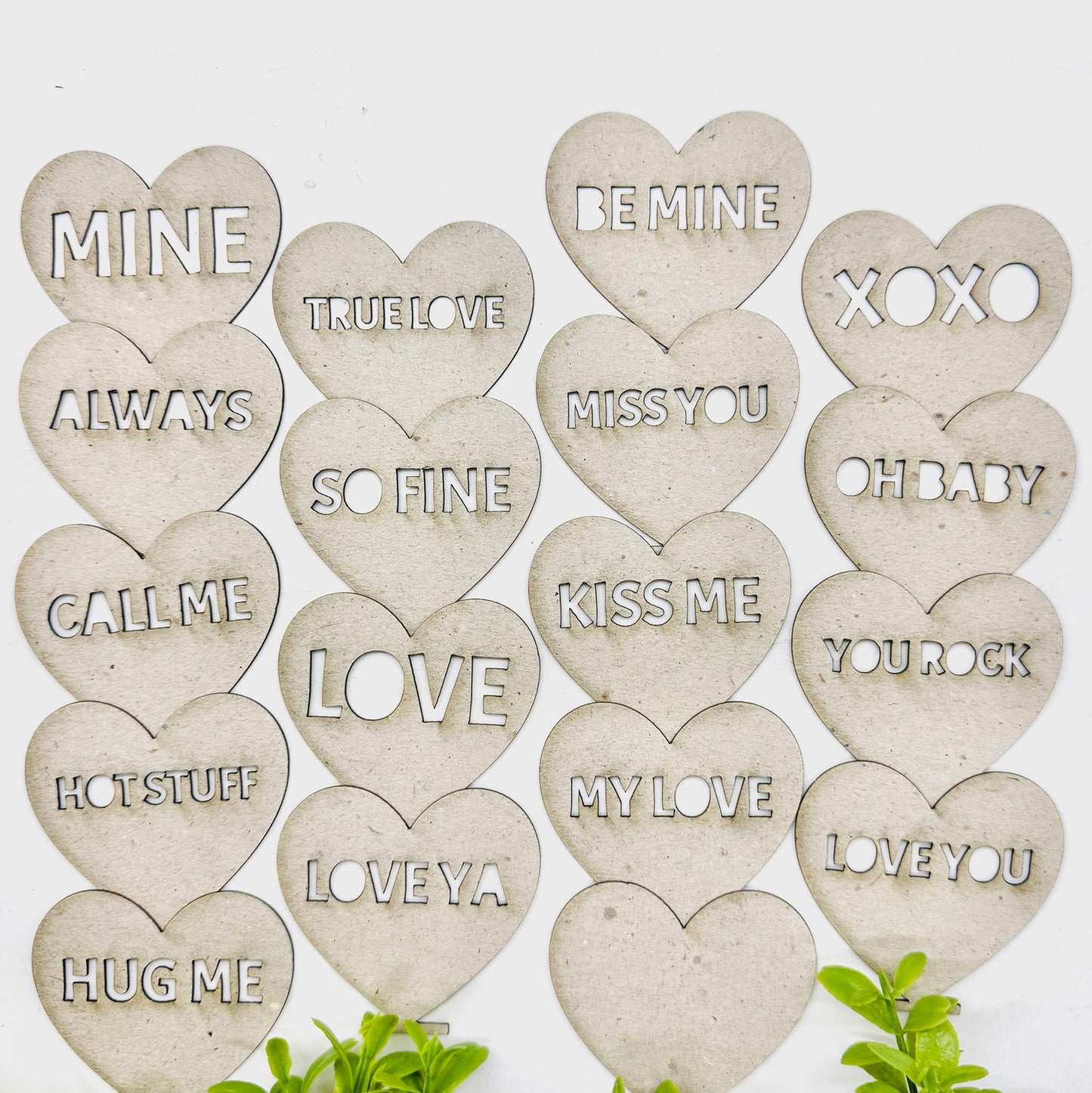 Stand-Up Conversation Heart Valentine Signs (Set of 17 plus blank) - Glowforge