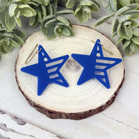 Star Earrings with Asymmetrical Stripes - Patriotic Earrings - Glowforge