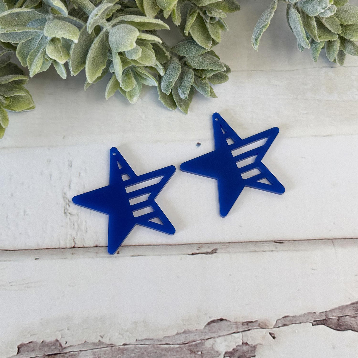 Star Earrings with Asymmetrical Stripes - Patriotic Earrings - Glowforge