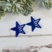 Star Earrings with Asymmetrical Stripes - Patriotic Earrings - Glowforge