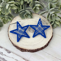 Star Earrings with Diagonal Lattice - Patriotic Earrings - Glowforge