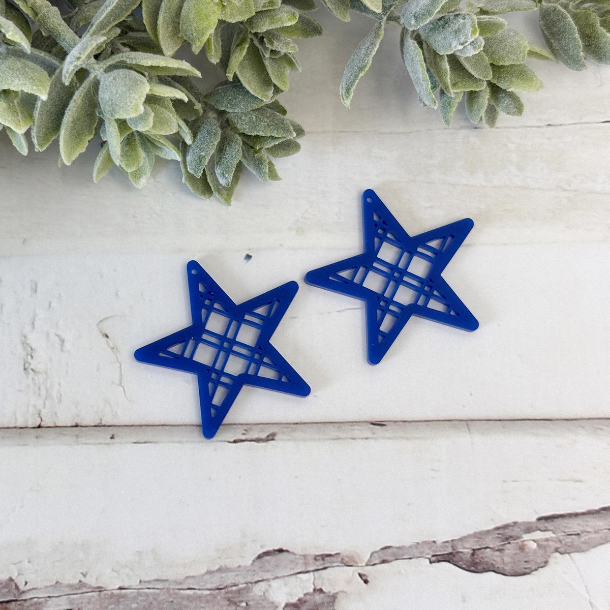Star Earrings with Diagonal Lattice - Patriotic Earrings - Glowforge