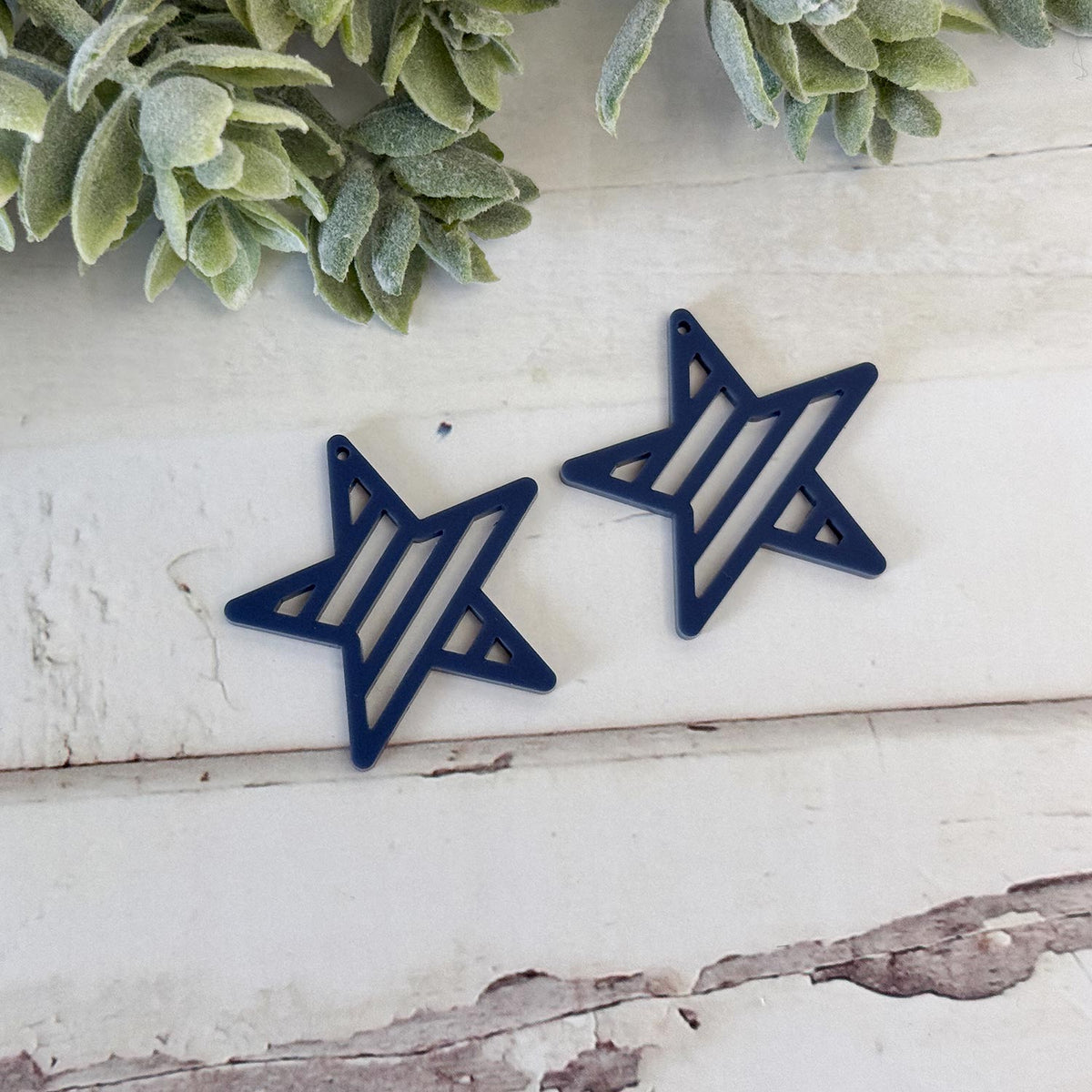 Star Earrings with Diagonal Stripes - Patriotic Earrings - Glowforge