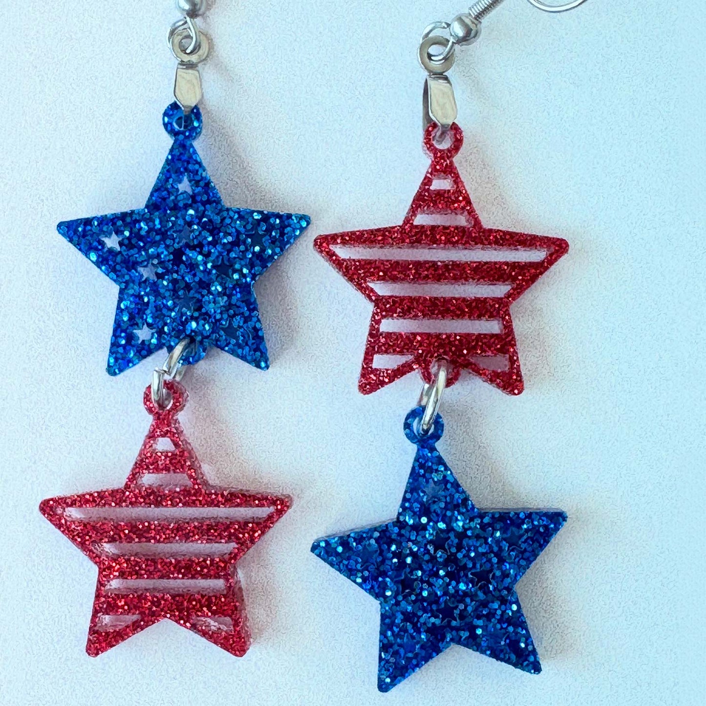 Stars and Stripes Patriotic Earrings (Set of 3) - Glowforge