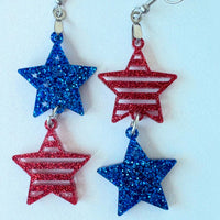 Stars and Stripes Patriotic Earrings (Set of 3) - Glowforge