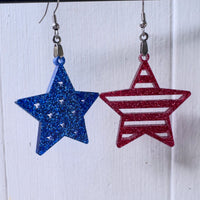 Stars and Stripes Patriotic Earrings (Set of 3)- Glowforge