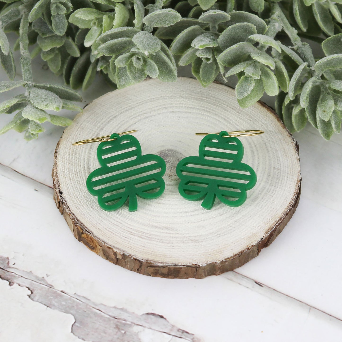 Striped Shamrock Earrings - St. Patrick's Day Earrings - Glowforge