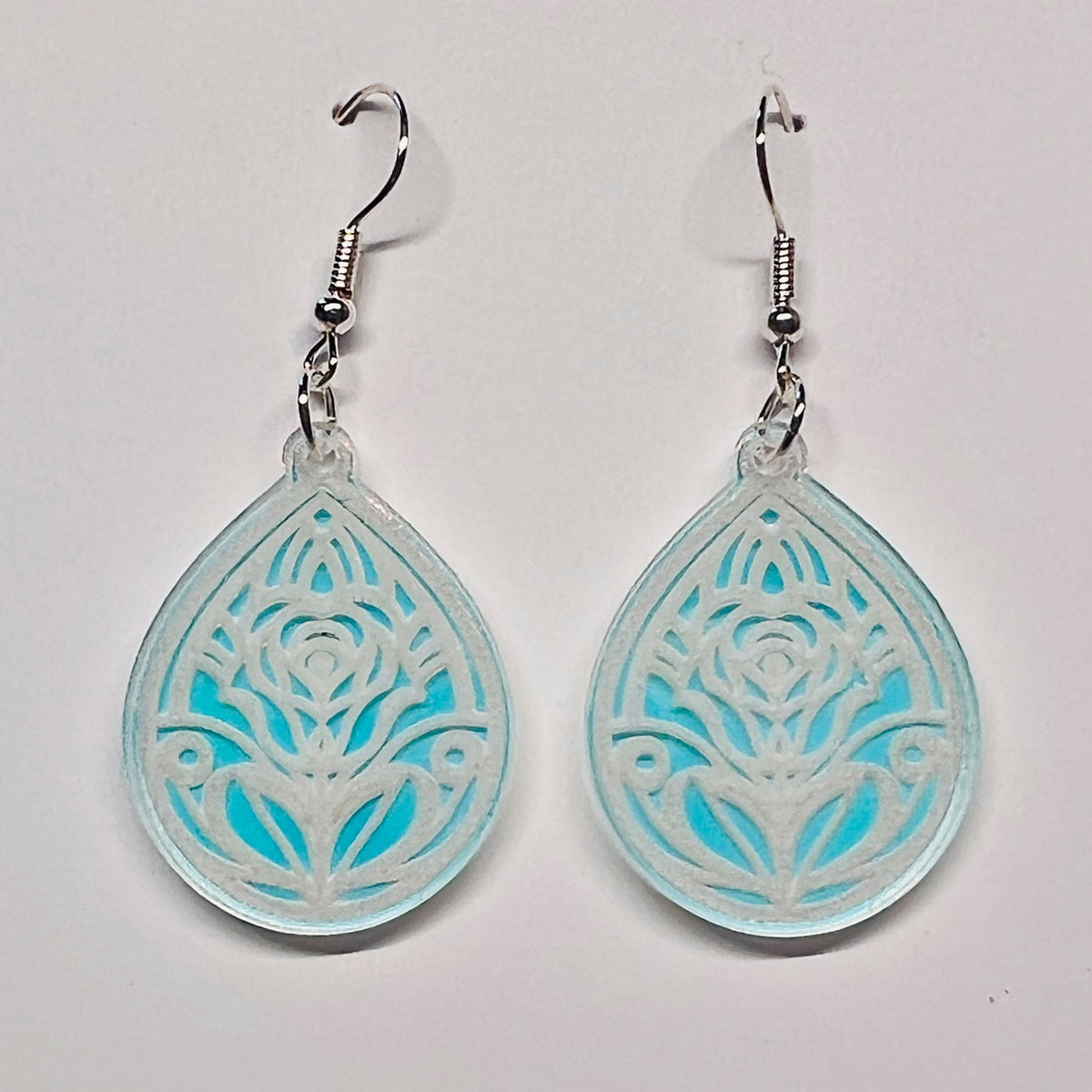 Stylized Rose Teardrop Earrings - Glowforge