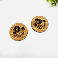 Sun Moon Celestial Garden Circle Coaster (Set of 4) - Glowforge
