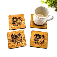 Sun Moon Celestial Garden Square Coaster (Set of 4) - Glowforge