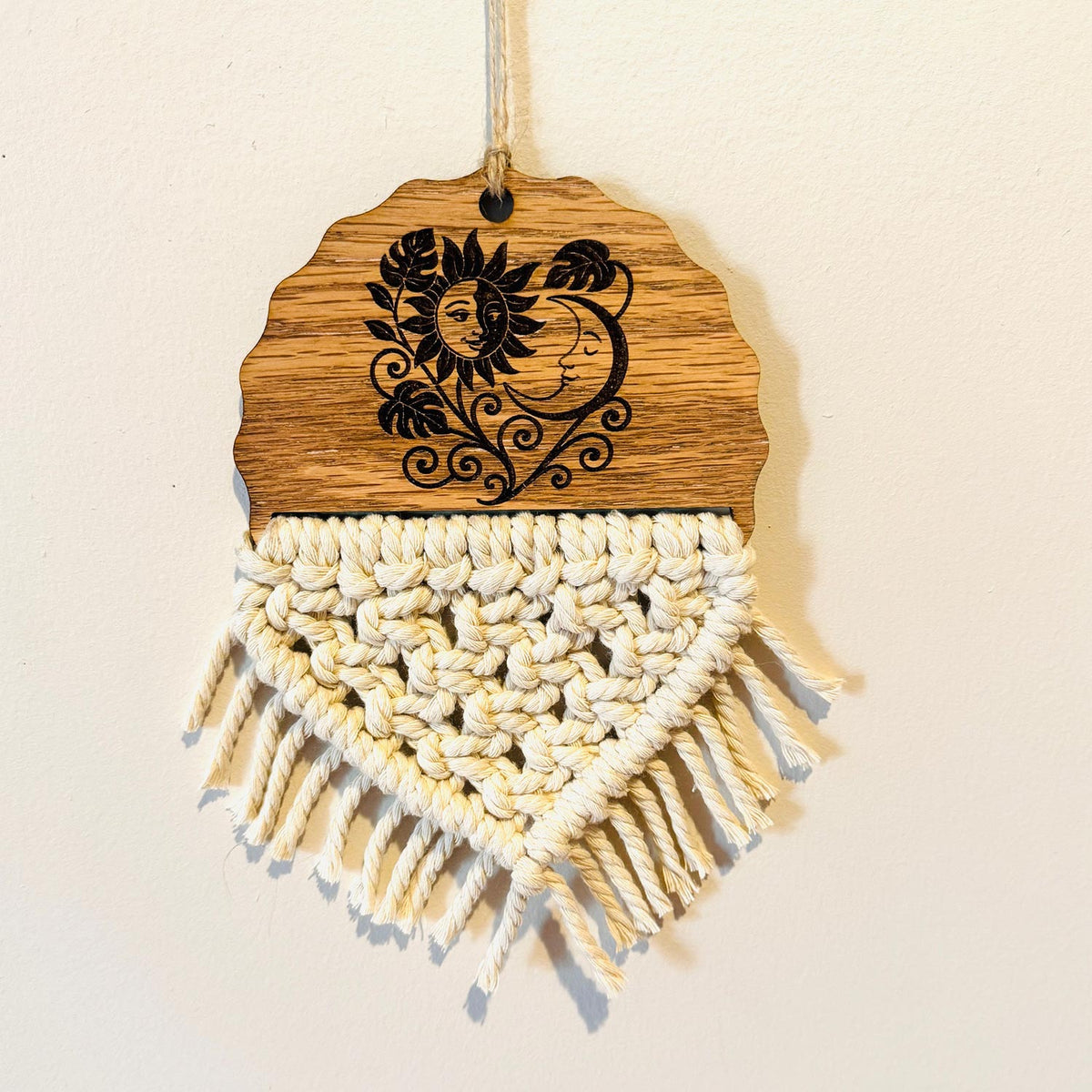 Sun Moon Wall Hanging Celestial Garden Boho Decor Scallop Half Circle - Glowforge