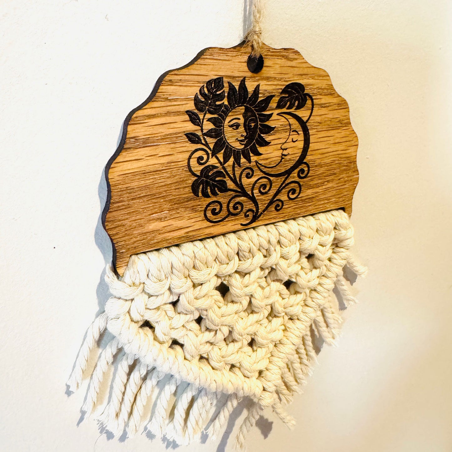 Sun Moon Wall Hanging Celestial Garden Boho Decor Scallop Half Circle - Glowforge