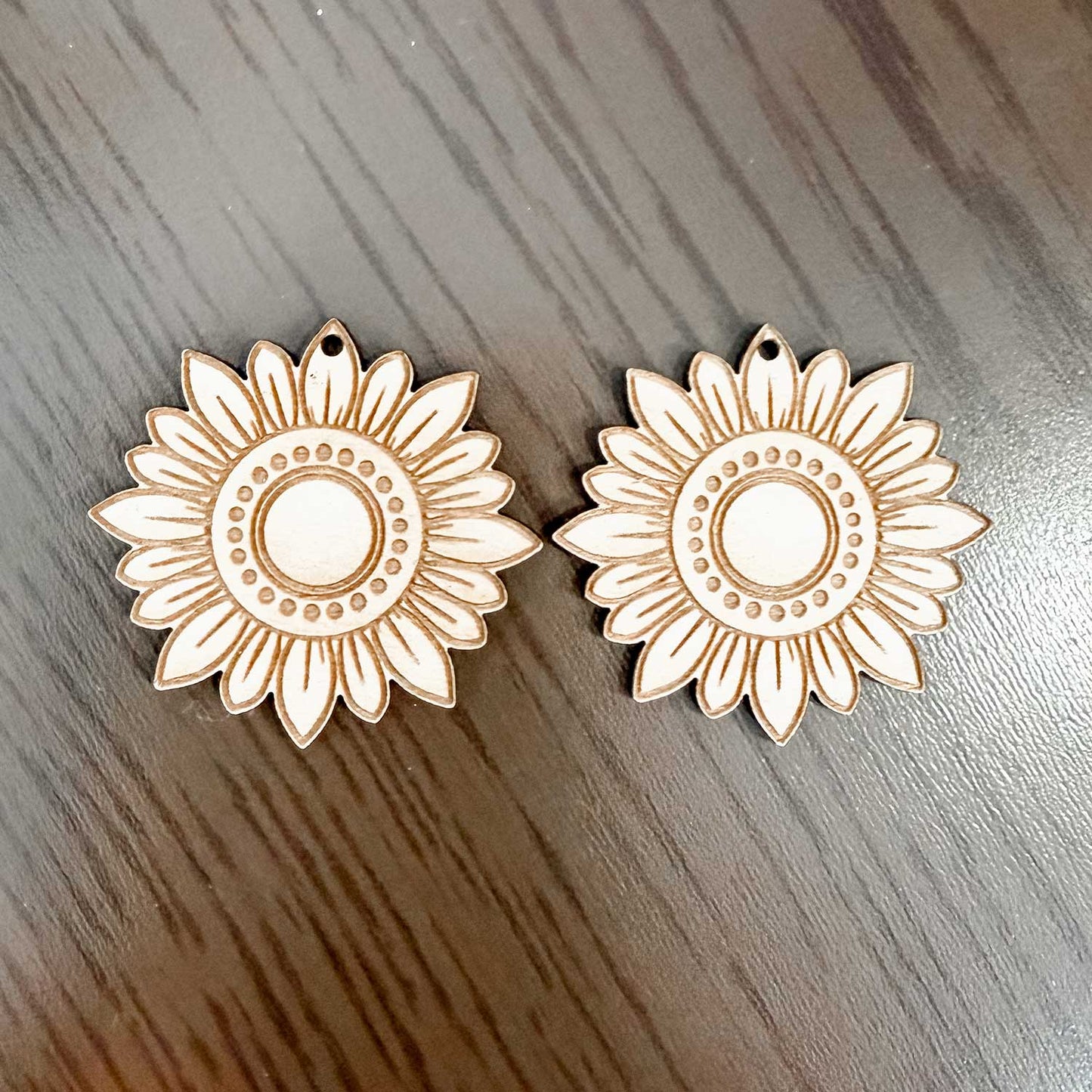Sunflower Earrings with Engraved Details - Glowforge