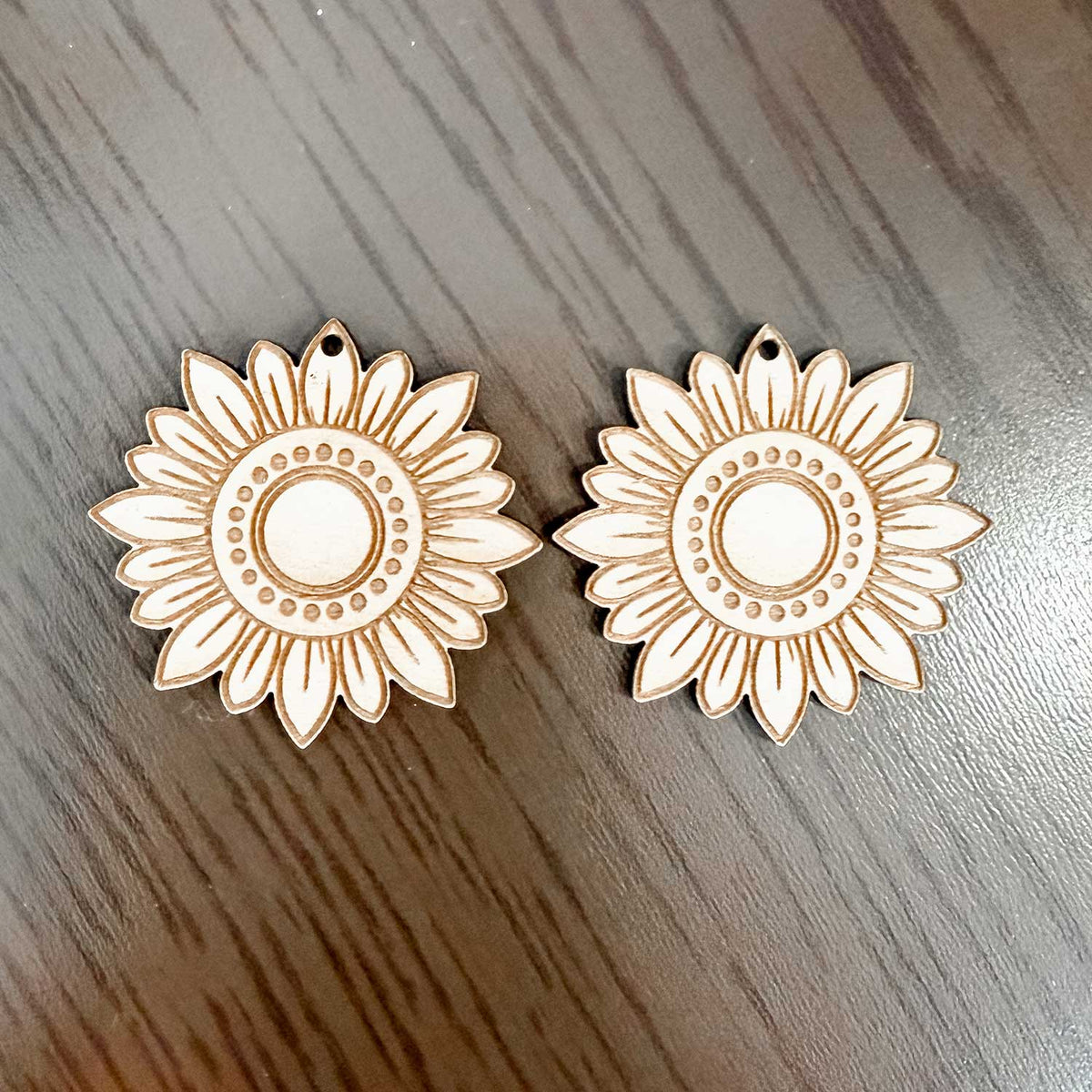 Sunflower Earrings with Engraved Details - Glowforge