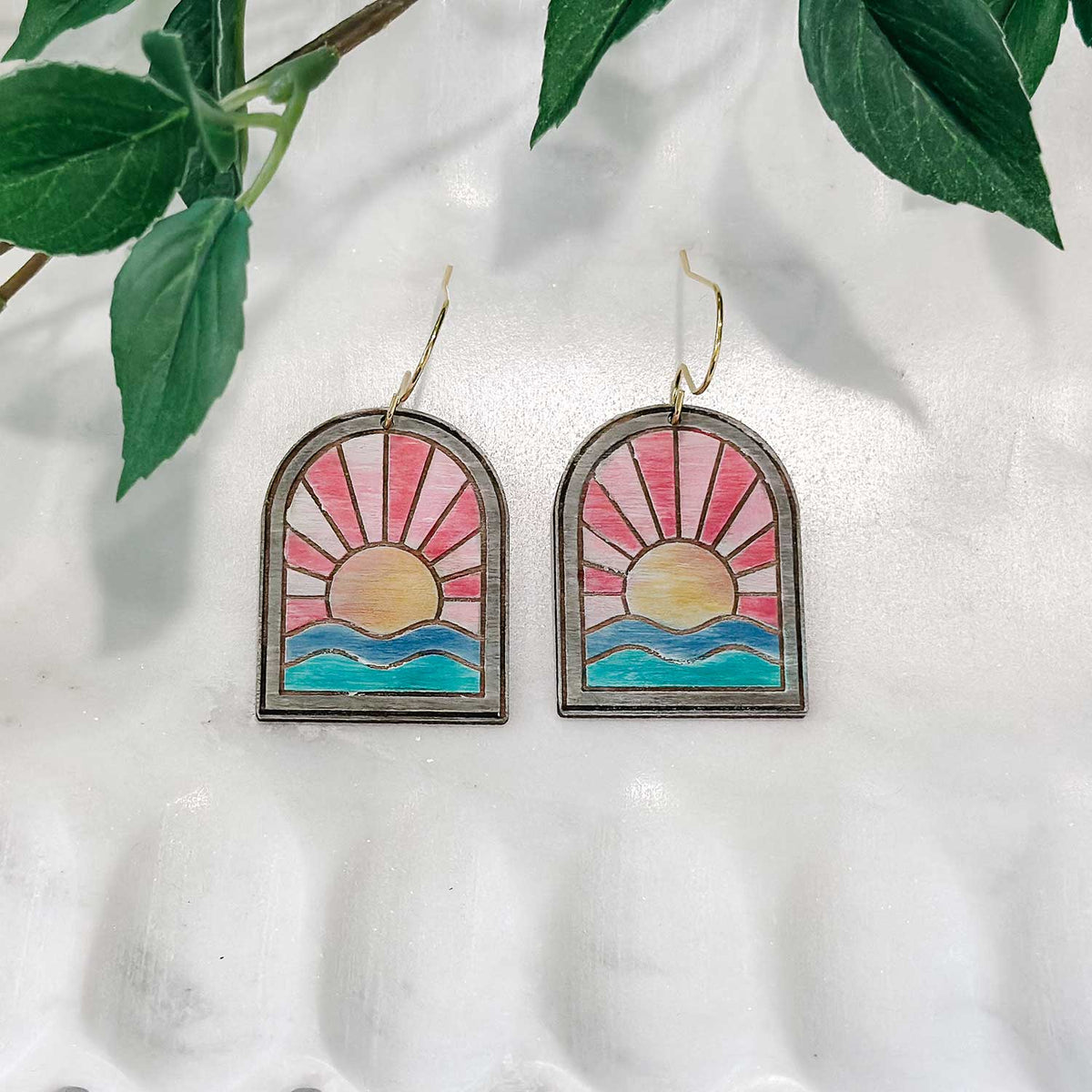 Sunset Ocean Earrings - Glowforge