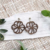 Swirl Flower Earrings with Open Petal Design - Glowforge
