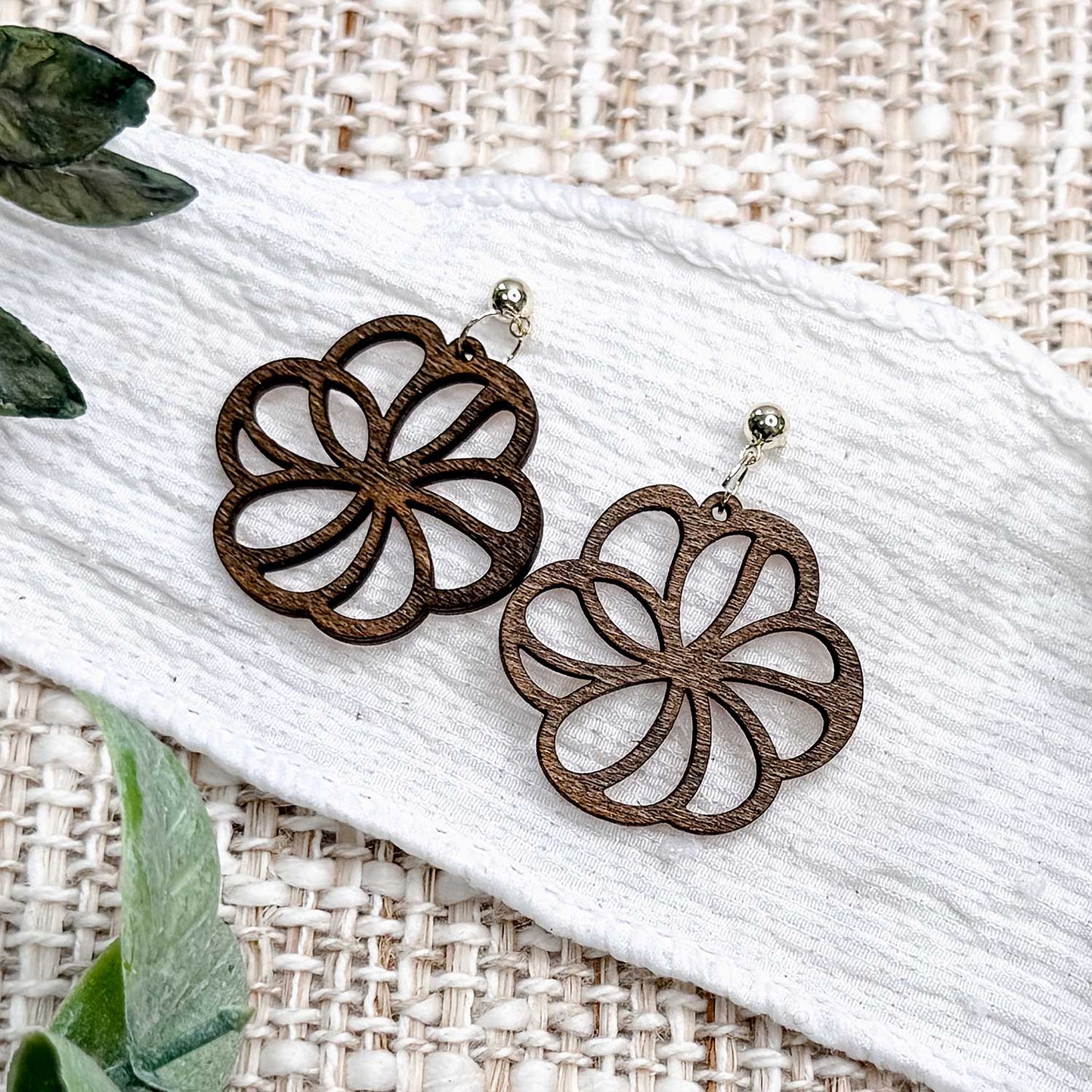 Swirl Flower Earrings with Open Petal Design - Glowforge