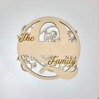Swirly Family Name Sign "Q" - Glowforge