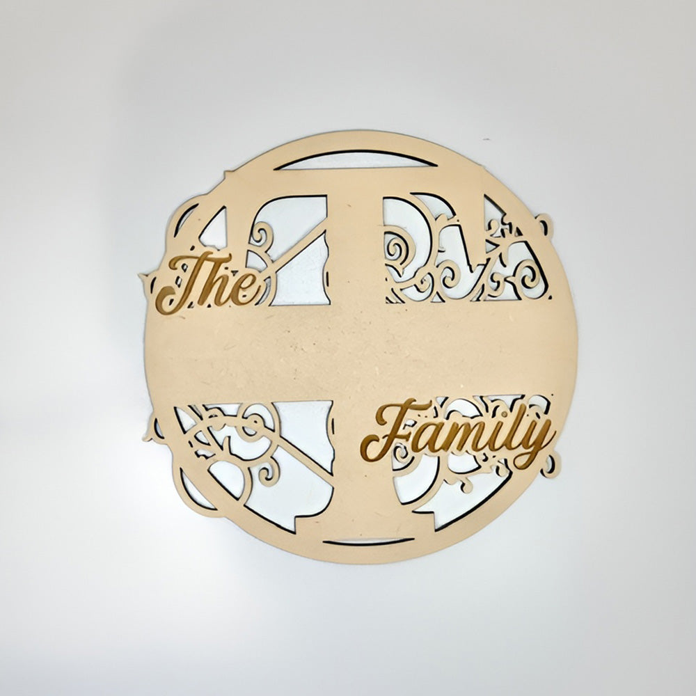 Swirly Family Name Sign "T" - Glowforge
