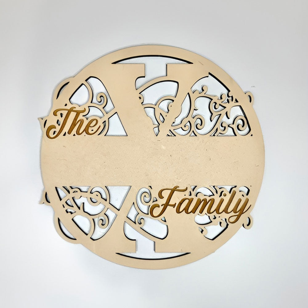 Swirly Family Name Sign "X" - Glowforge