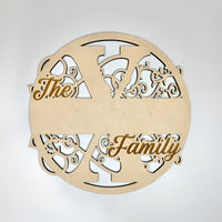 Swirly Family Name Sign "X" - Glowforge