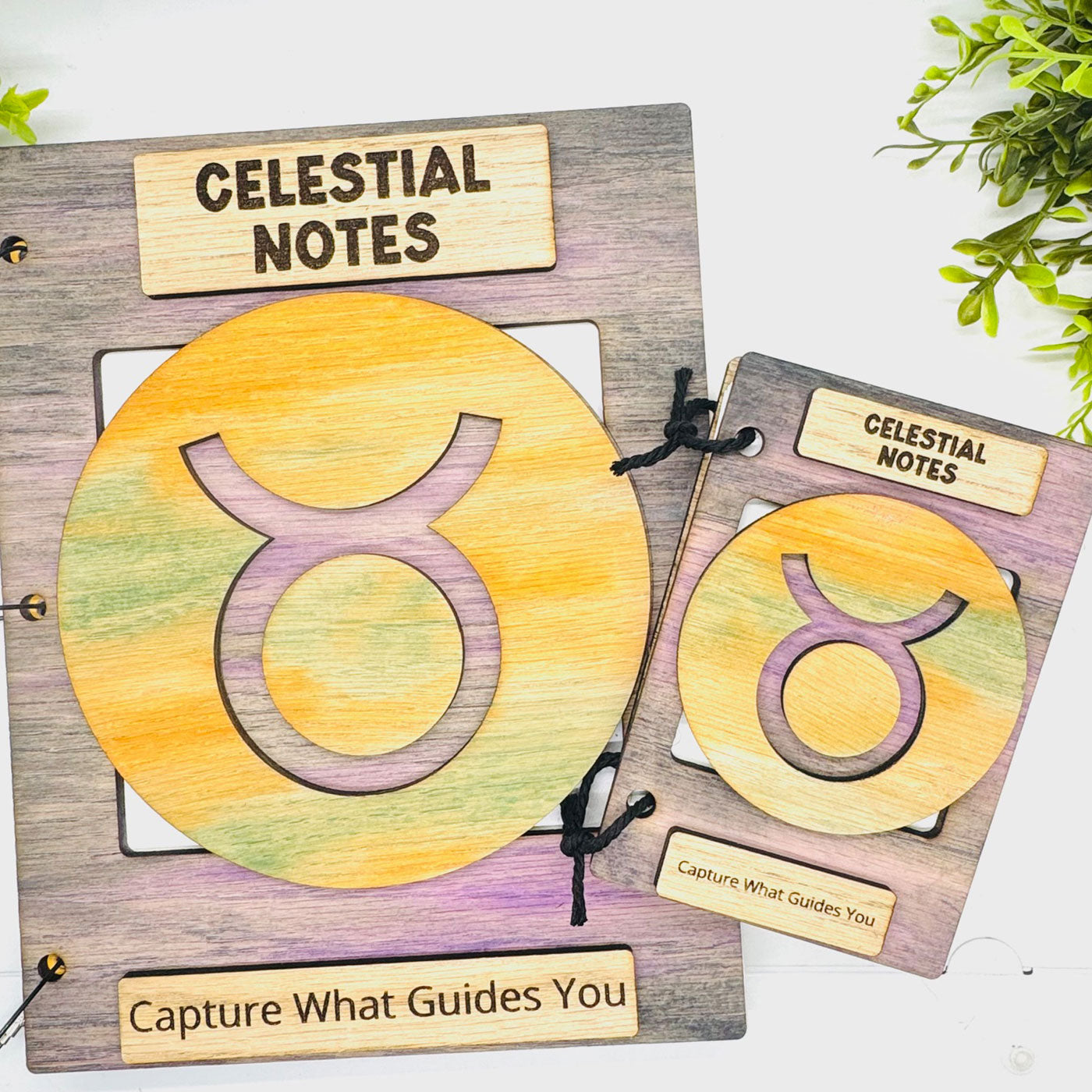 Taurus Celestial Notes Notebook Cover - Editable Text (Set of 2) - Glowforge