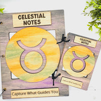 Taurus Celestial Notes Notebook Cover - Editable Text (Set of 2) - Glowforge