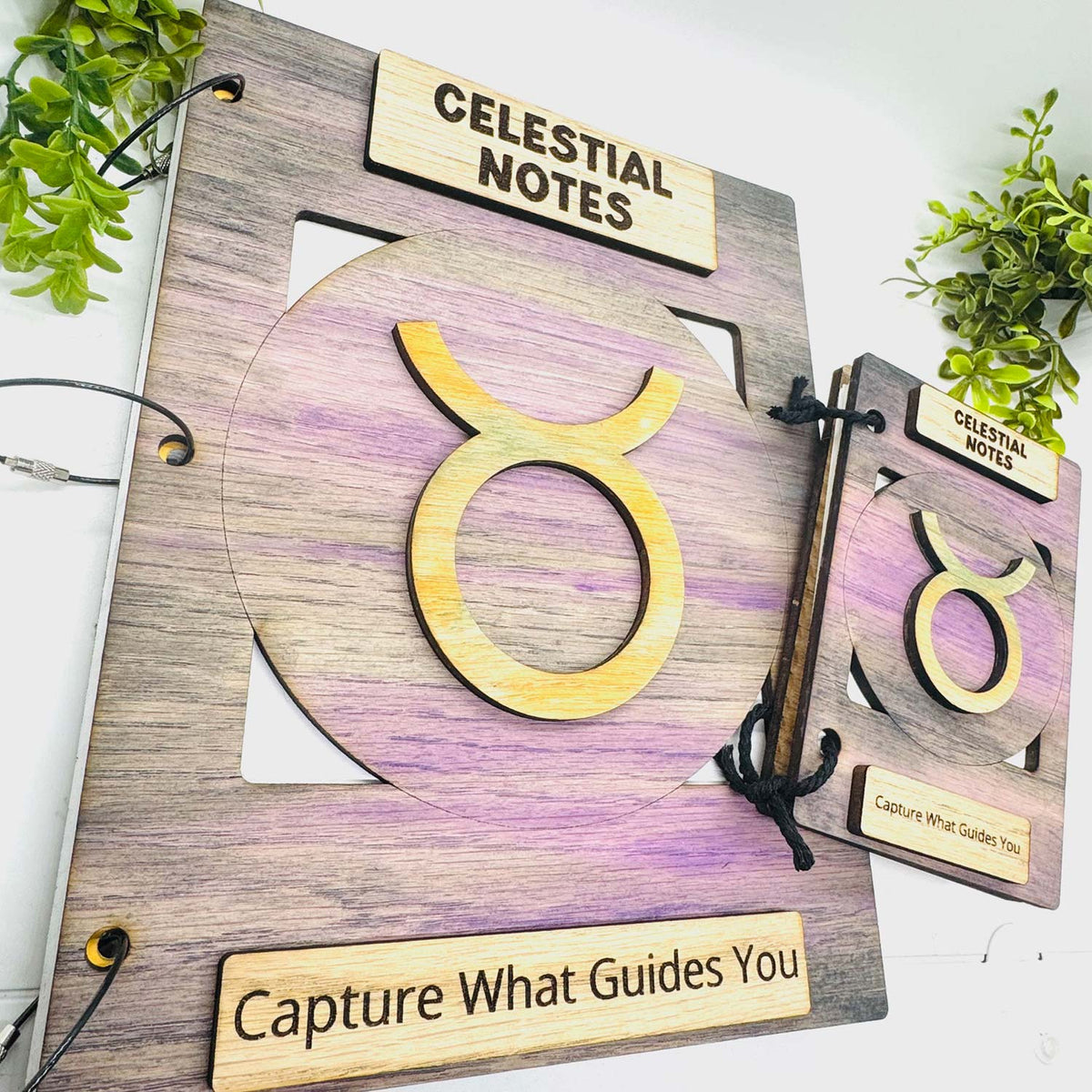 Taurus Celestial Notes Notebook Cover - Editable Text (Set of 2) - Glowforge