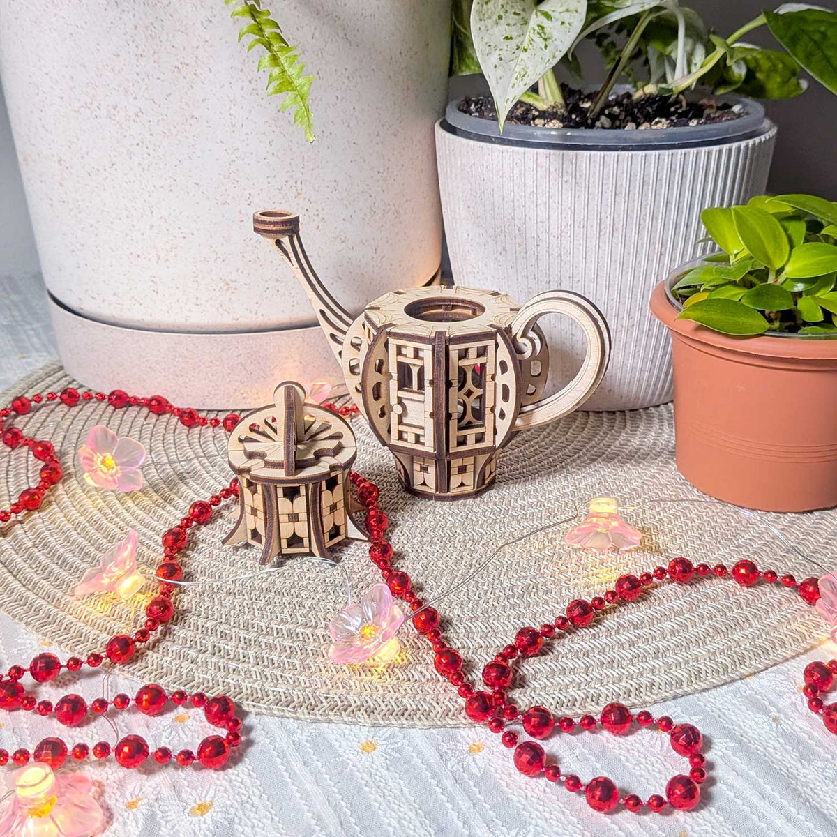 Teapot Fairy House - Miniature Storage and Shadow Box - Glowforge