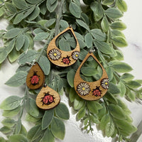 Teardrop Ladybug Sunflower Earrings (Set of 2) - Glowforge