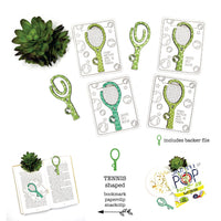 Tennis Racket Shaped Bookmark with Card Backer - Paperclip - Snack Bag Closure - Glowforge
